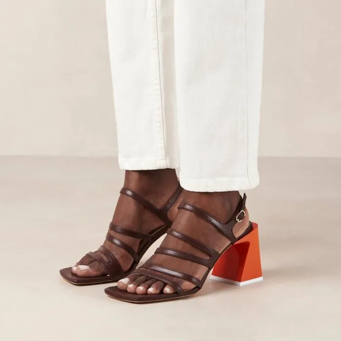 ALOHAS Sandals Women Aubrey 8211 Brown And Orange Leather Sandals