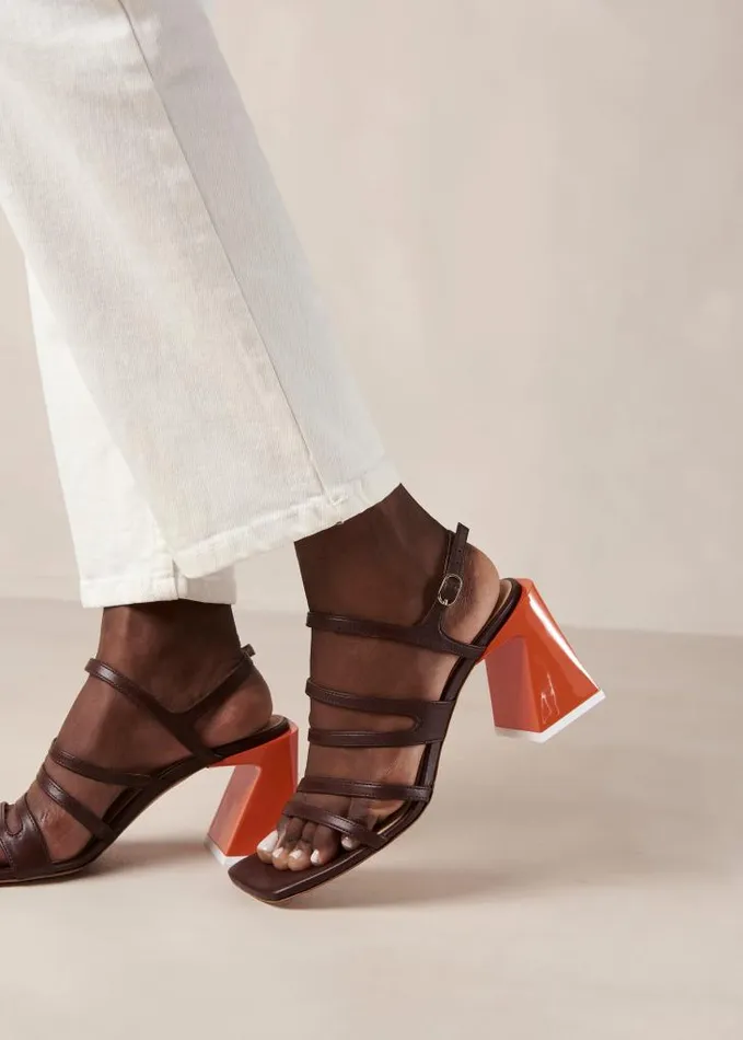 ALOHAS Sandals Women Aubrey 8211 Brown And Orange Leather Sandals