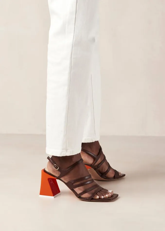 ALOHAS Sandals Women Aubrey 8211 Brown And Orange Leather Sandals