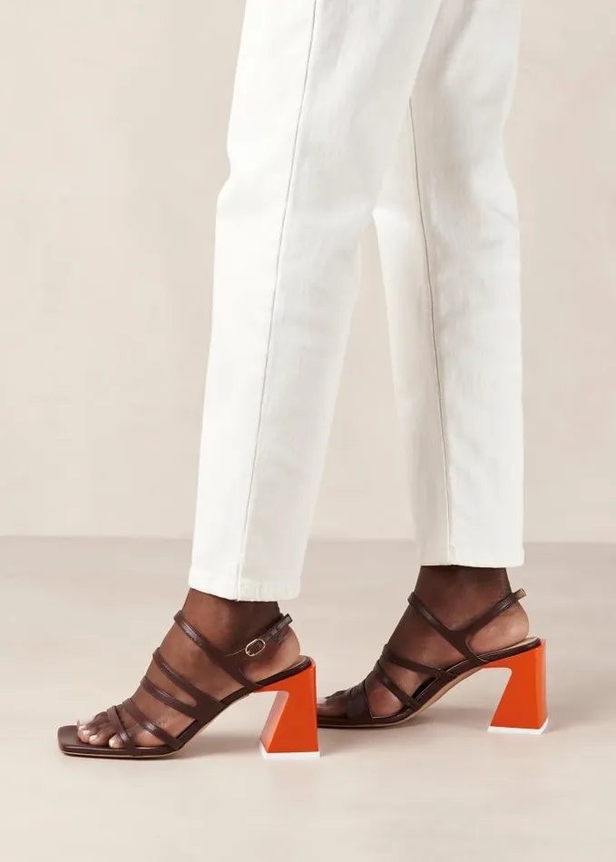 ALOHAS Sandals Women Aubrey 8211 Brown And Orange Leather Sandals