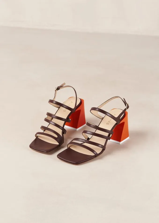 ALOHAS Sandals Women Aubrey 8211 Brown And Orange Leather Sandals