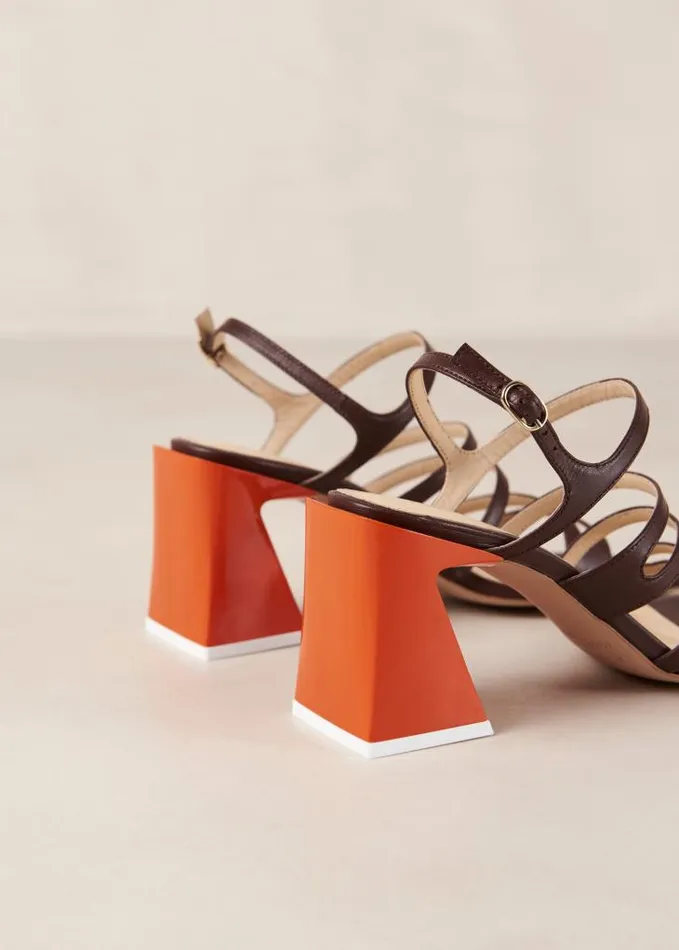 ALOHAS Sandals Women Aubrey 8211 Brown And Orange Leather Sandals