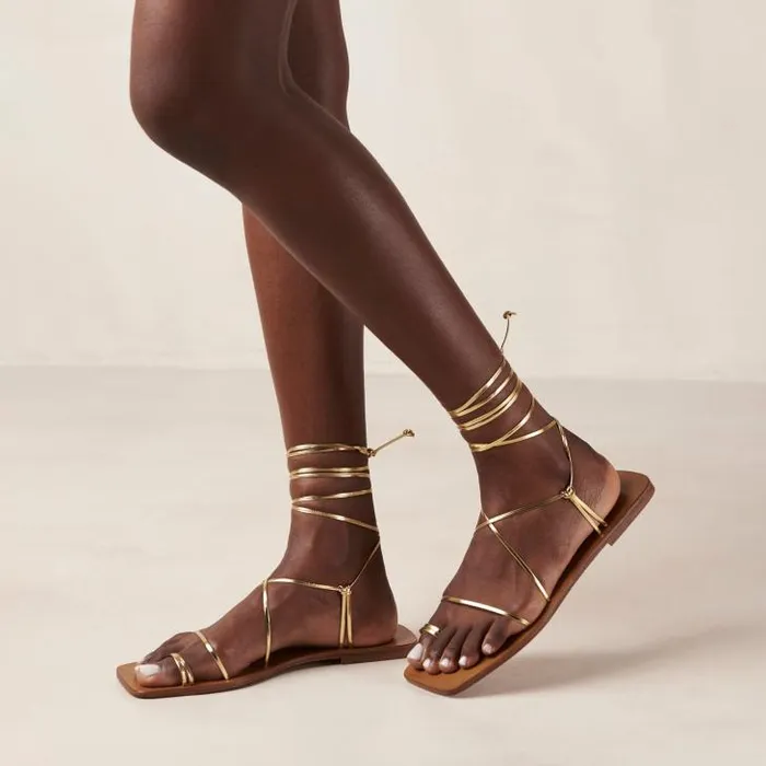 ALOHAS Sandals Women Bamboo 8211 Gold Leather Sandals