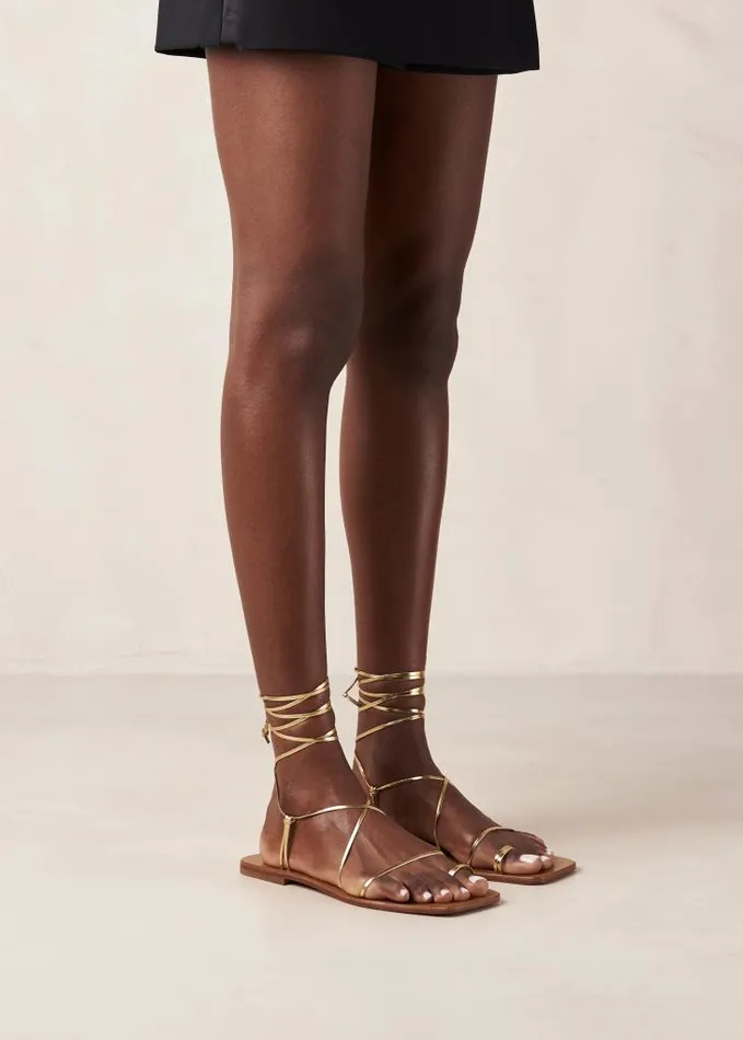 ALOHAS Sandals Women Bamboo 8211 Gold Leather Sandals