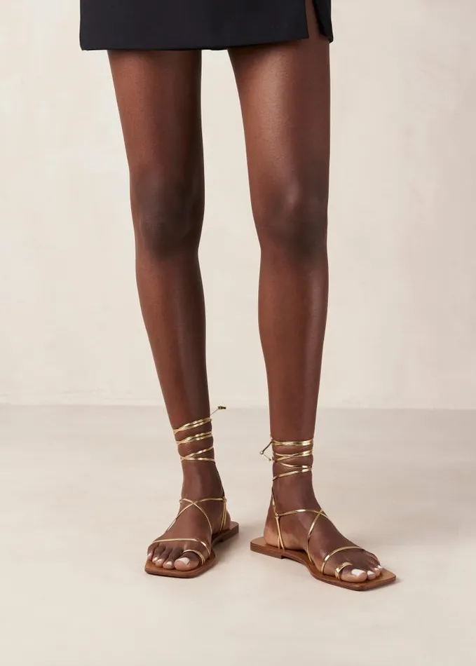 ALOHAS Sandals Women Bamboo 8211 Gold Leather Sandals