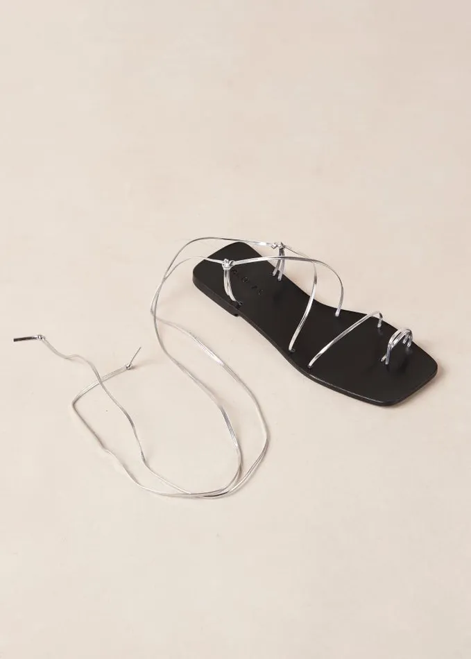 ALOHAS Sandals Women Bamboo 8211 Silver Leather Sandals