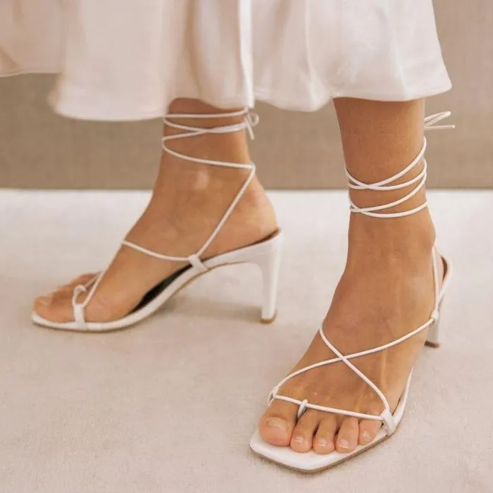 ALOHAS Sandals Women Bellini 8211 White Leather Sandals