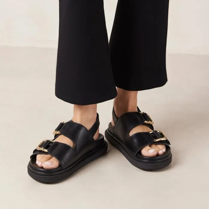 ALOHAS Sandals Women Harper 8211 Black Leather Sandals