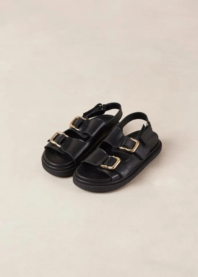 ALOHAS Sandals Women Harper 8211 Black Leather Sandals