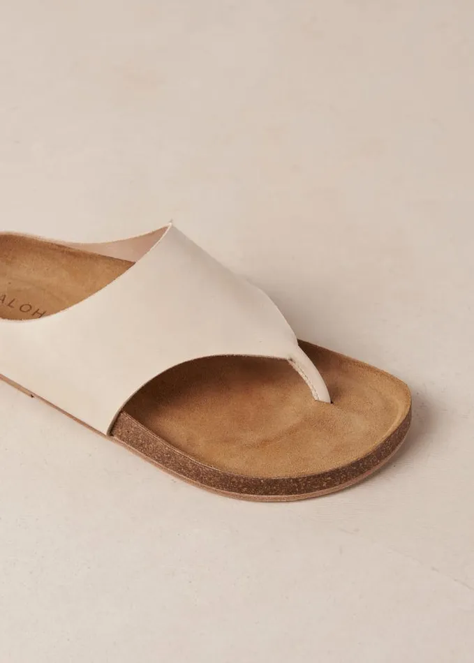 ALOHAS Sandals Women Ivy 8211 Cream Leather Thong Sandals