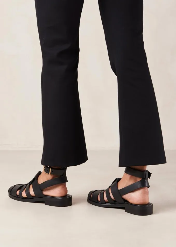 ALOHAS Sandals Women Perry 8211 Black Leather Sandals