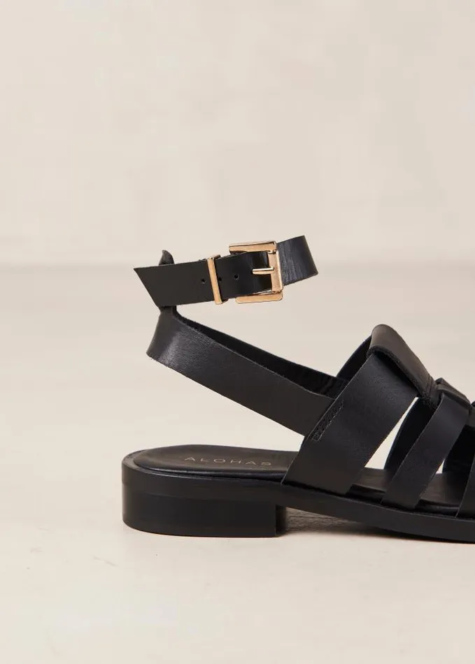 ALOHAS Sandals Women Perry 8211 Black Leather Sandals