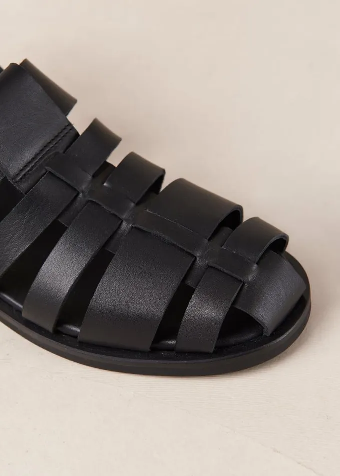 ALOHAS Sandals Women Perry 8211 Black Leather Sandals