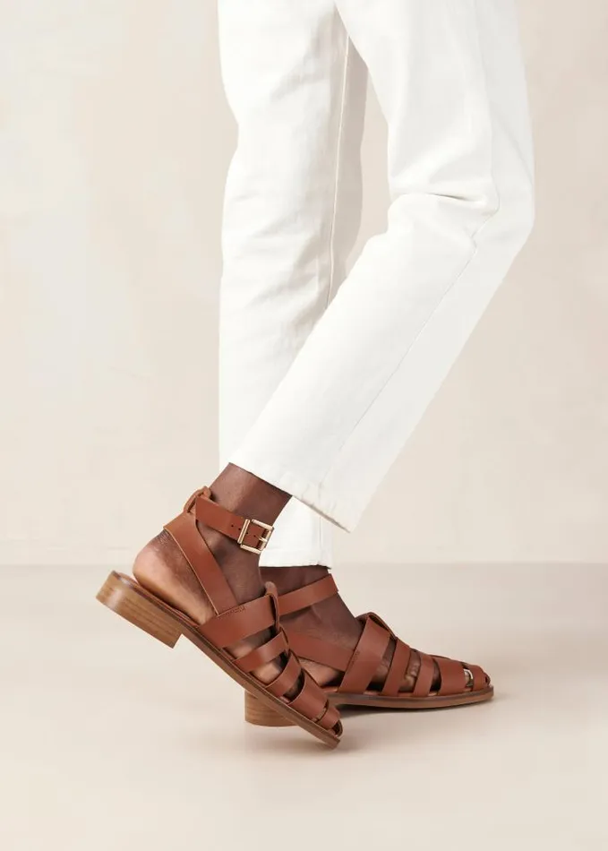 ALOHAS Sandals Women Perry 8211 Brown Leather Sandals