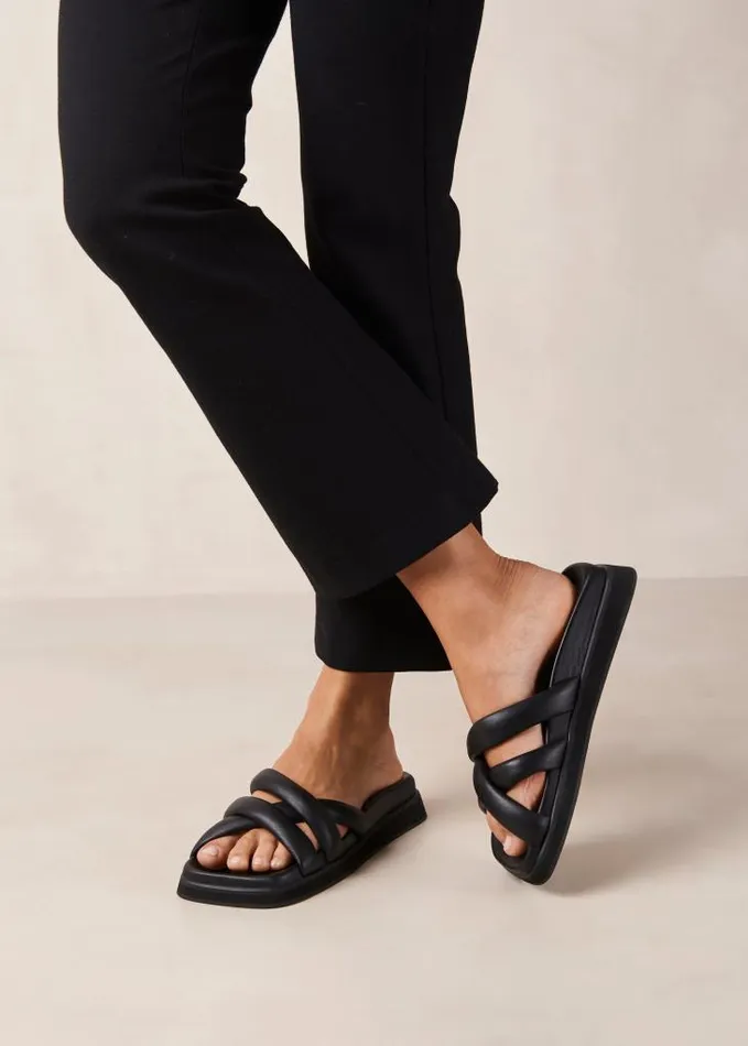ALOHAS Sandals Women Slip On Cross Black