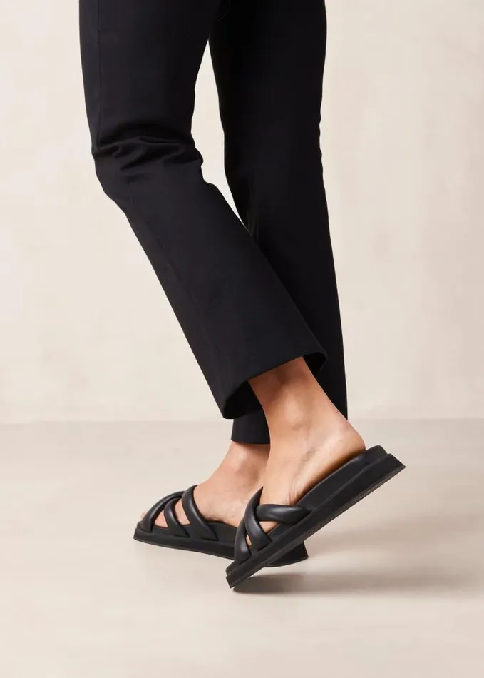 ALOHAS Sandals Women Slip On Cross Black
