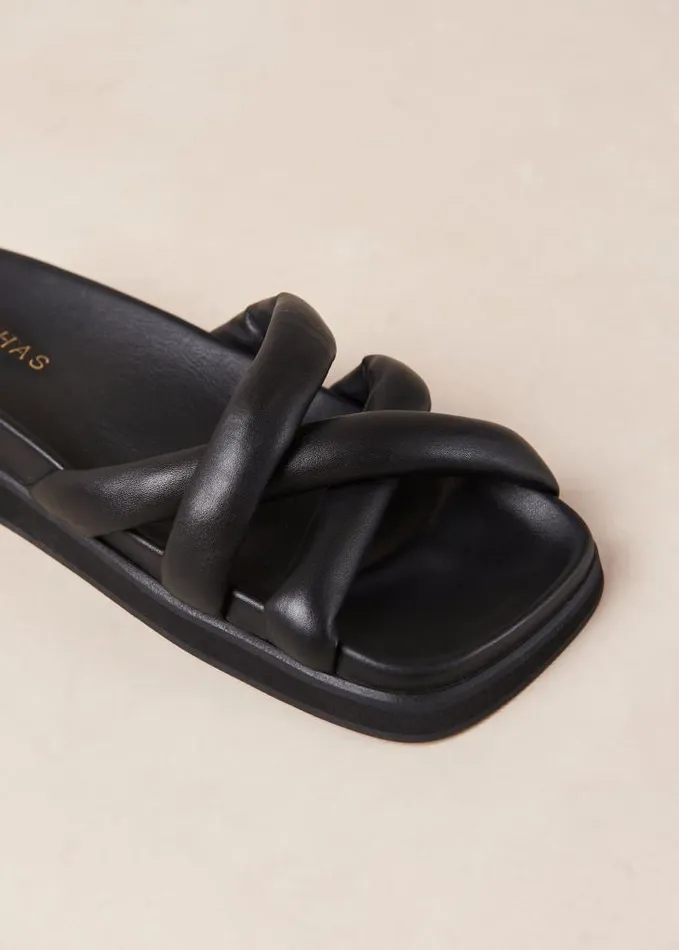 ALOHAS Sandals Women Slip On Cross Black
