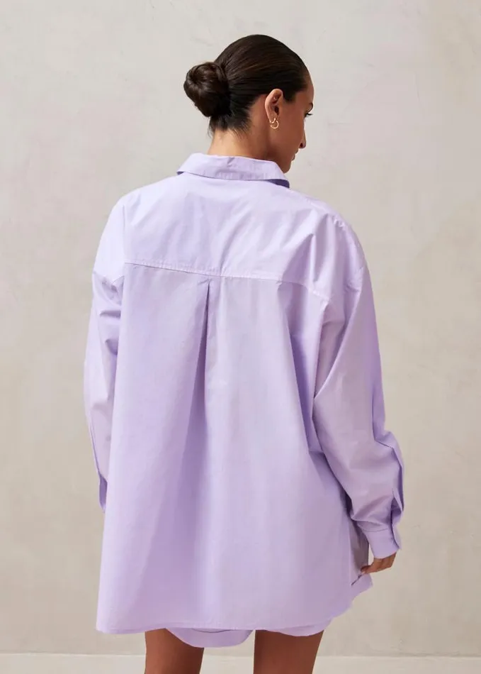 ALOHAS Shirts Women Domi 8211 Purple Cotton Shirt