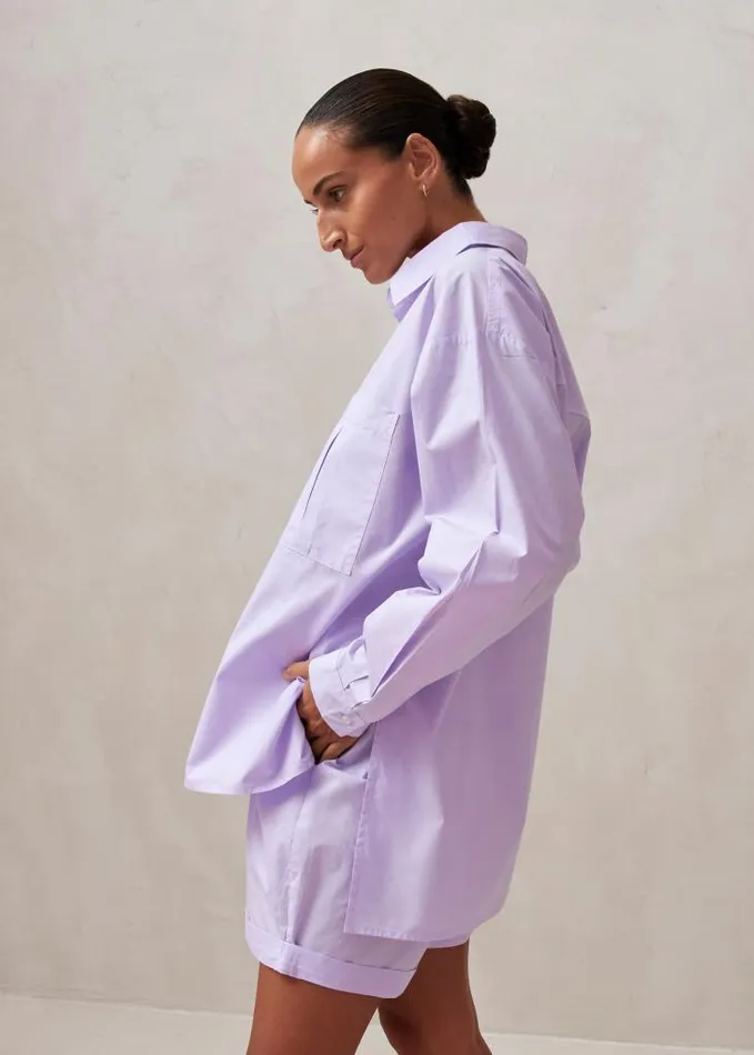 ALOHAS Shirts Women Domi 8211 Purple Cotton Shirt