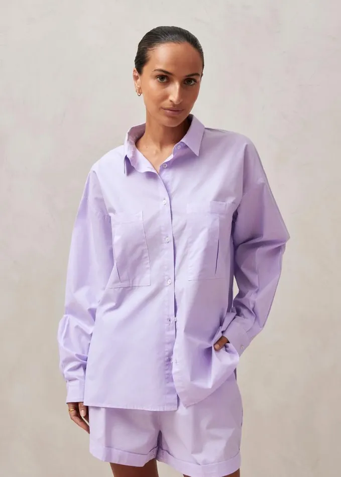 ALOHAS Shirts Women Domi 8211 Purple Cotton Shirt