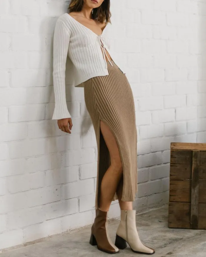 ALOHAS Skirts Women Wise 8211 Brown Knit Skirt