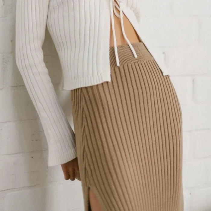 ALOHAS Skirts Women Wise 8211 Brown Knit Skirt