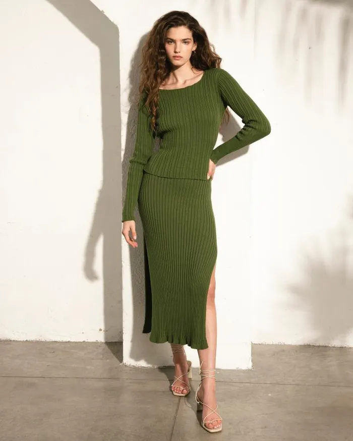 ALOHAS Skirts Women Wise 8211 Green Knit Skirt