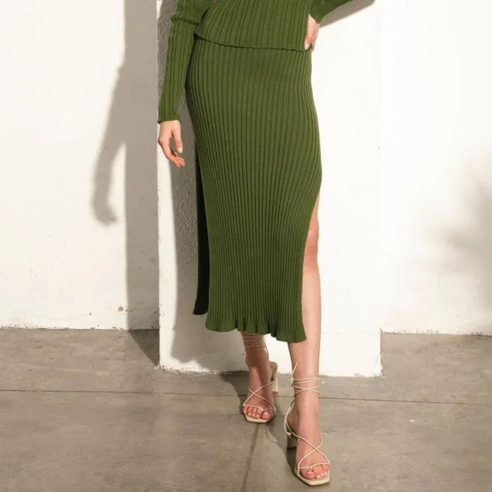 ALOHAS Skirts Women Wise 8211 Green Knit Skirt
