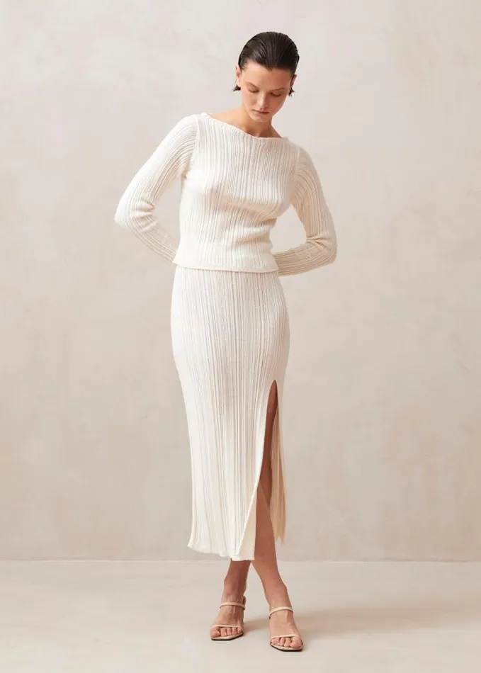 ALOHAS Skirts Women Zoe 8211 White Knit Skirt