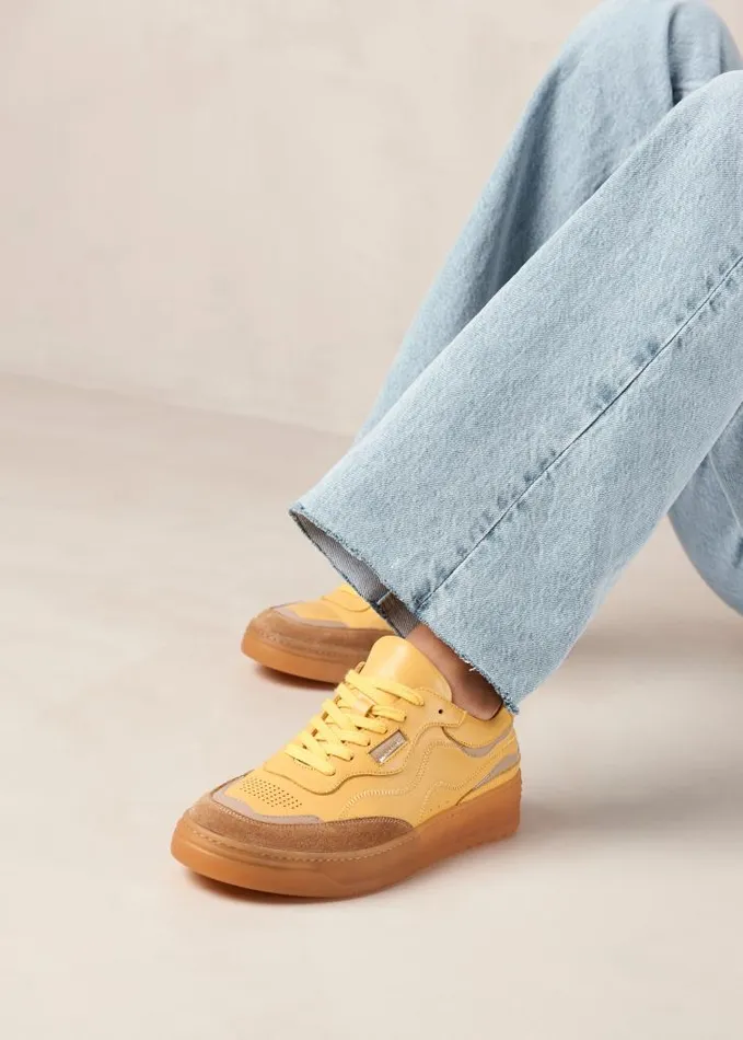 ALOHAS Sneakers Women TB87 8211 Yellow And Grey Leather Sneakers