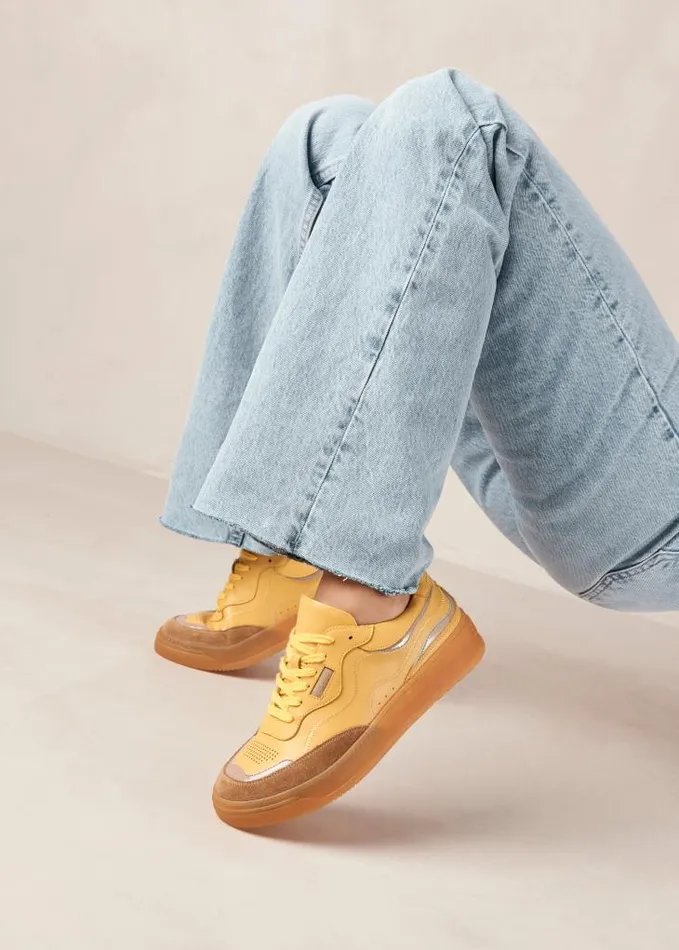 ALOHAS Sneakers Women TB87 8211 Yellow And Grey Leather Sneakers