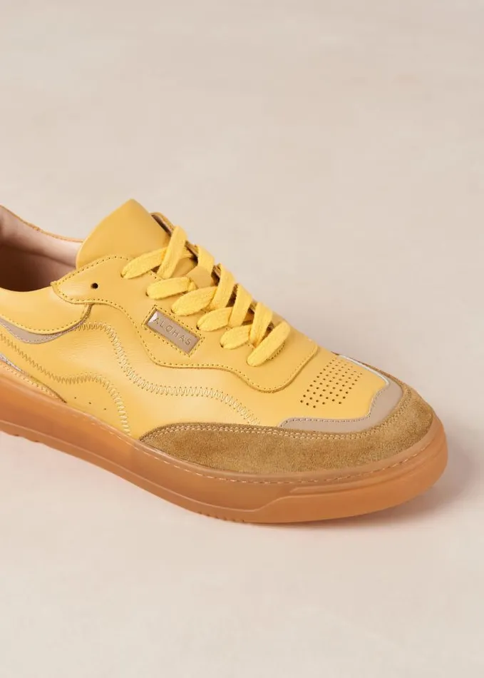 ALOHAS Sneakers Women TB87 8211 Yellow And Grey Leather Sneakers