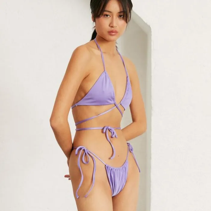 ALOHAS Swimwear Women Palm Tree Glim 8211 Purple Bikini Top