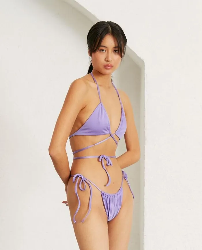 ALOHAS Swimwear Women Palm Tree Glim 8211 Purple Bikini Top