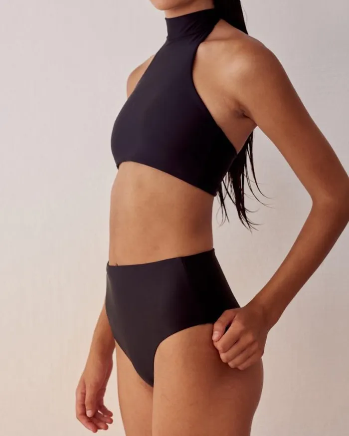 ALOHAS Swimwear Women The Higher 8211 Black Econyl Bikini Top