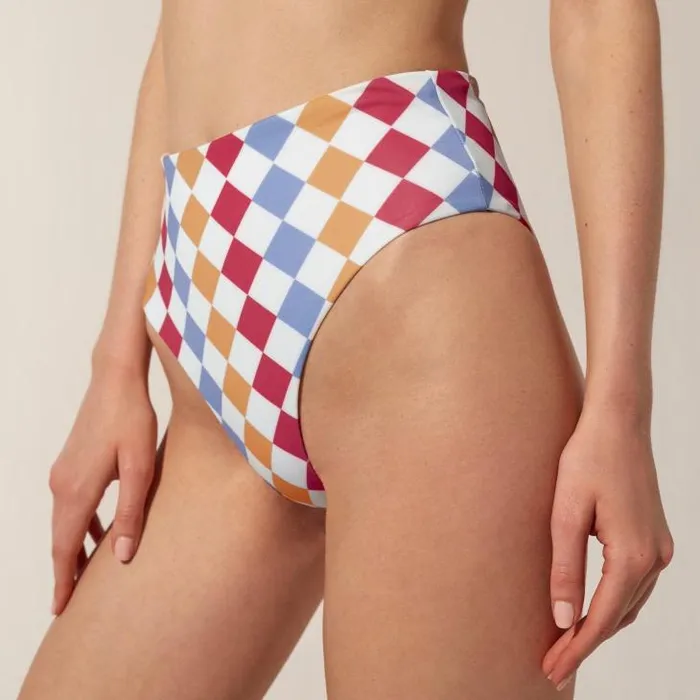 ALOHAS Swimwear Women The Pentagon 8211 High Waisted Checkered Bikini Bottom
