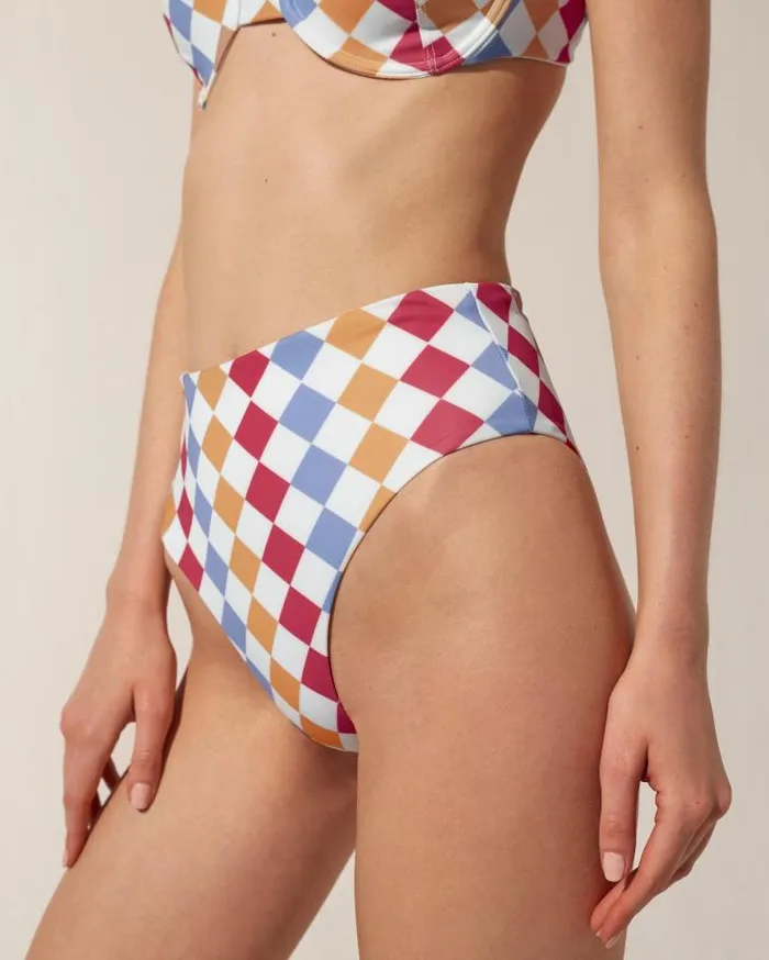 ALOHAS Swimwear Women The Pentagon 8211 High Waisted Checkered Bikini Bottom