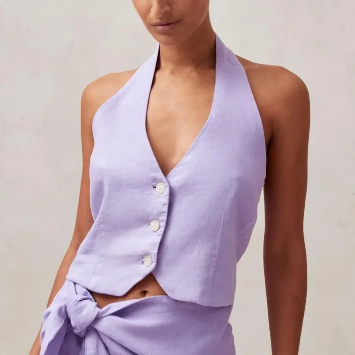 ALOHAS Tops Women Ami 8211 Purple Linen Top
