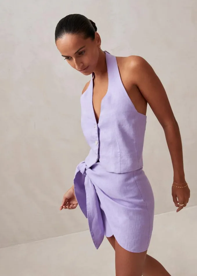 ALOHAS Tops Women Ami 8211 Purple Linen Top