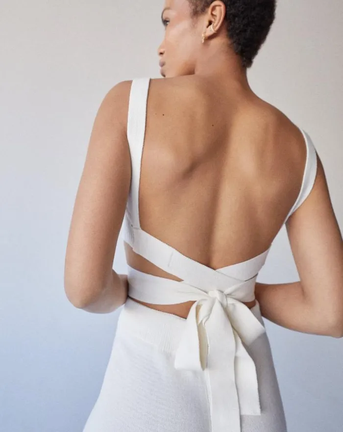 ALOHAS Tops Women Bare 8211 White Knit Top