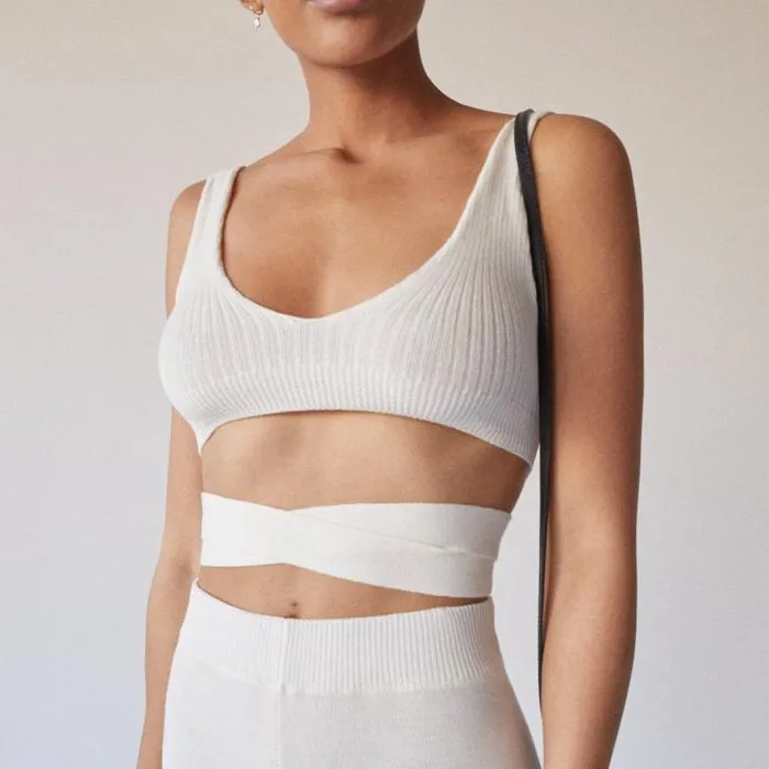 ALOHAS Tops Women Bare 8211 White Knit Top