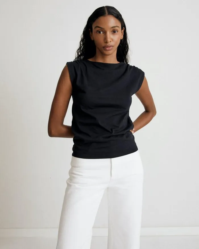 ALOHAS Tops Women Calm 8211 Black Cotton Top