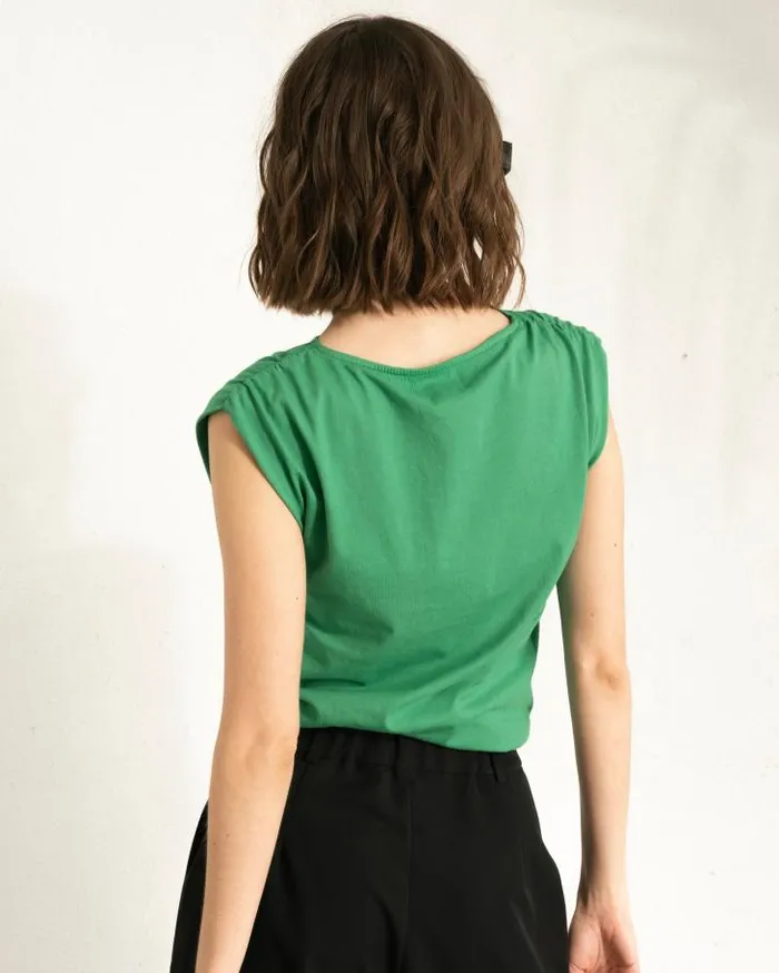ALOHAS Tops Women Calm 8211 Green Cotton Top