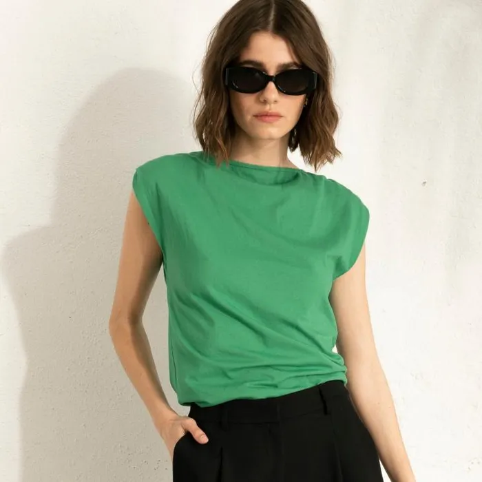 ALOHAS Tops Women Calm 8211 Green Cotton Top ALOHAS Tops Women Calm 8211 Green Cotton Top