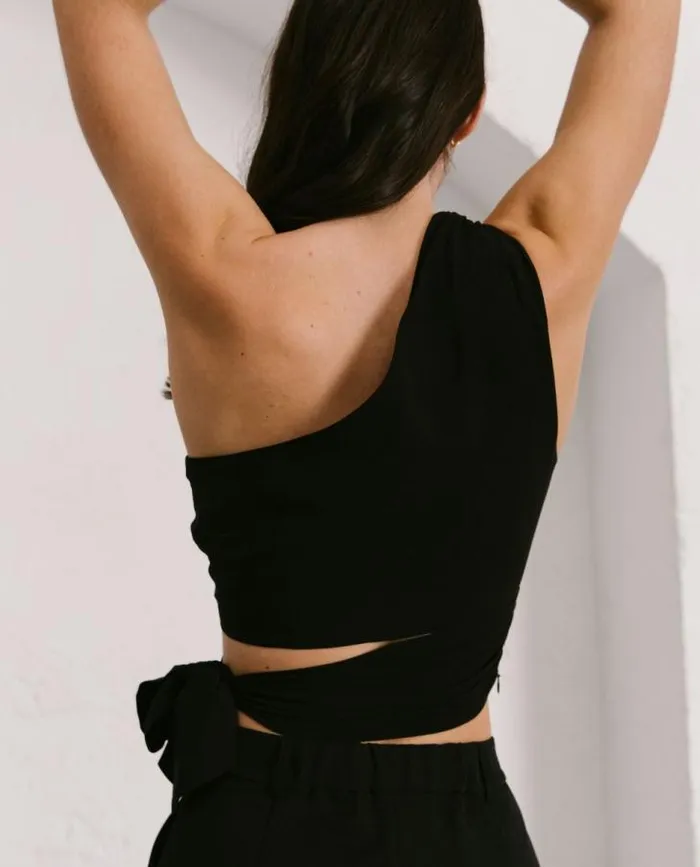 ALOHAS Tops Women Magnet 8211 Black Cotton Top