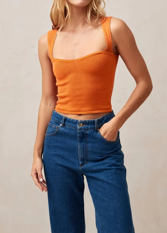 ALOHAS Tops Women Pleasant 8211 Orange Knit Top