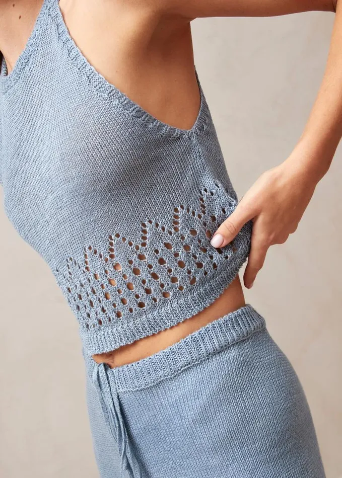 ALOHAS Tops Women Praiano 8211 Blue Crochet Top