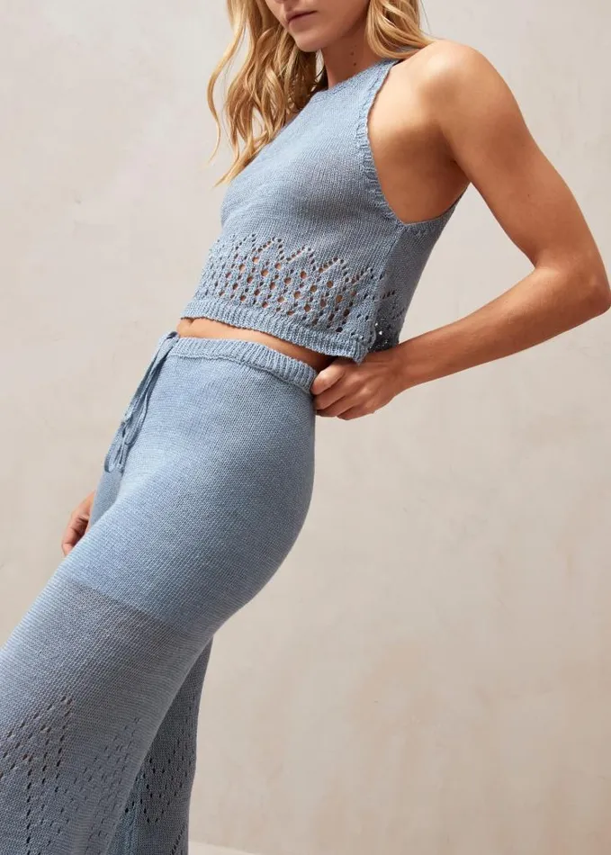 ALOHAS Tops Women Praiano 8211 Blue Crochet Top