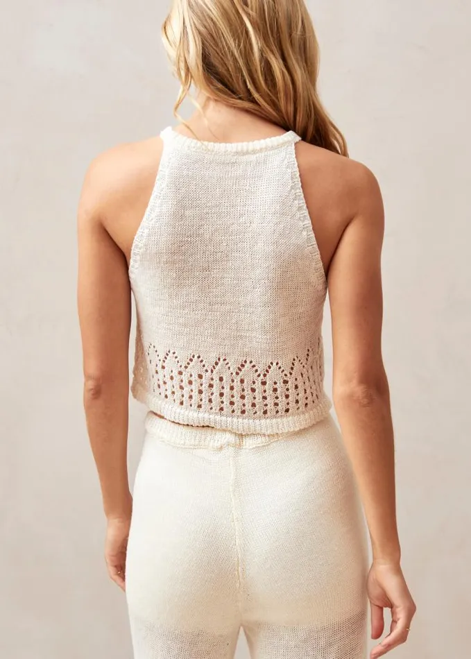 ALOHAS Tops Women Praiano 8211 White Crochet Top
