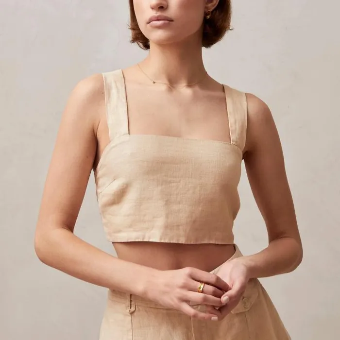 ALOHAS Tops Women Rai 8211 Beige Linen Top